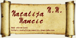 Natalija Mančić vizit kartica
